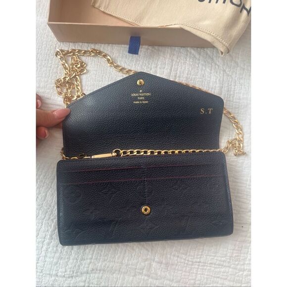 LOUIS VUITTON Empreinte Sarah Wallet NM Marine Rouge with chain - Picture 5 of 10